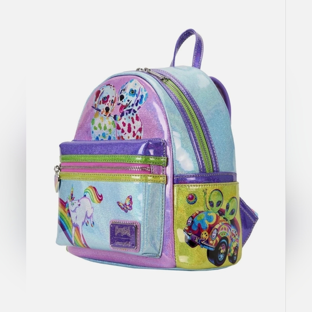 Loungefly Lisa Frank Color Block Mini Backpack Double Strap Shoulder Bag Purse - Picture 3 of 9